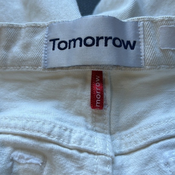 Tomorrow Denim Teresa Regular Cropped Jean White Button Fly Organic Cotton Sz 28 - Picture 10 of 16
